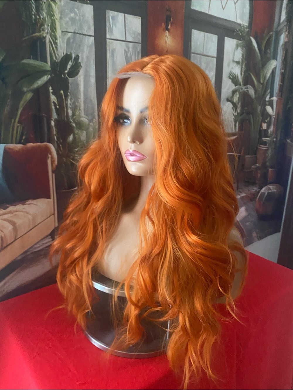 Orange ginger lace center Wig